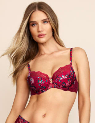 Ex Marks & Spencer T816356 M&S Rosie for Autograph Silk & Lace Padded  Balcony Bra A-E RRP £27.50 - Colour: Mint Mix - Size: 30E : :  Fashion