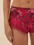 Rose Print Silk French Knickers