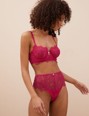 

Womens ROSIE Ophelia Lace Underwired Balconette Bra A-E - Pink, Pink