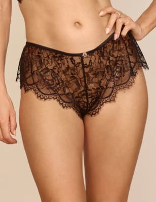 

Womens ROSIE Ophelia Lace French Knickers - Black, Black