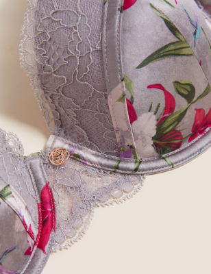 

Womens ROSIE Silk Blend Floral Full Cup Bra A-E - Silver Mix, Silver Mix