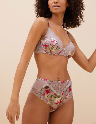 

ROSIE Braguitas brasileñas de seda y encaje floralWomens - Silver Mix, Silver Mix