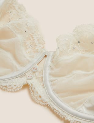 

Womens ROSIE Aster Sparkle Wired Balcony Bra A-E - Ivory, Ivory