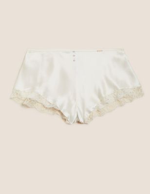 

Womens ROSIE Aster Sparkle Silk French Knickers - Ivory, Ivory