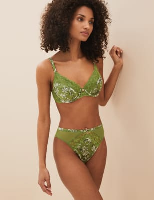 

Womens ROSIE Nerine Silk Print Wired Full Cup Bra A-E - Green Mix, Green Mix