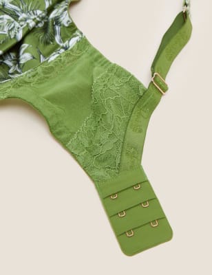 

Womens ROSIE Nerine Silk Wired Balcony Bra F-H - Green Mix, Green Mix