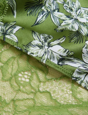 

ROSIE Nerine - Braguitas de corte y talle alto de seda estampadasWomens - Green Mix, Green Mix