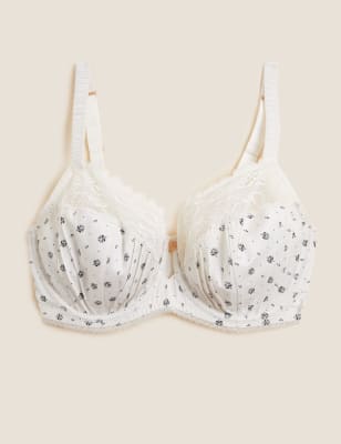 

Womens ROSIE Gardenia Print Wired Balcony Bra F-H - Cream Mix, Cream Mix