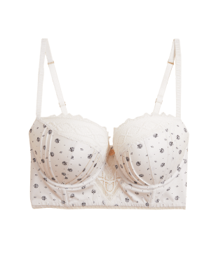 

Womens ROSIE Gardenia Print Bustier Balcony Bra A-E - Cream Mix, Cream Mix