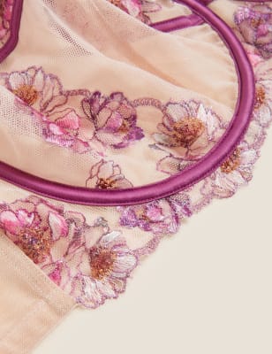 

Womens ROSIE Camelia Embroidery Wired Balcony Bra F-H - Berry, Berry