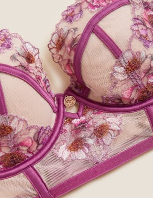 

Womens ROSIE Lang geschnittener Plunge-BH mit Bügel und Kamelienmuster (A-E) - Berry, Berry