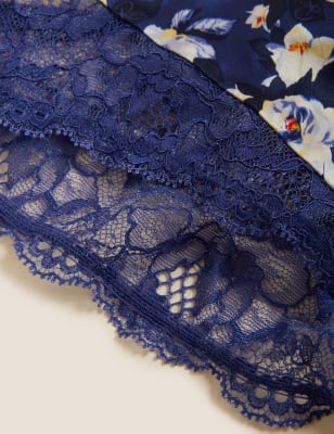 

Womens ROSIE Midnight Rose Silk Miami Brazilian Knickers - Navy Mix, Navy Mix