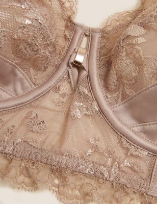 

Womens ROSIE Blossom Embroidery Wired Balcony Bra A-E - Golden Rose, Golden Rose