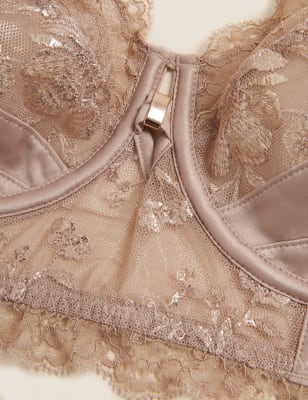 

Womens ROSIE Blossom Embroidery Wired Balcony Bra A-E - Golden Rose, Golden Rose