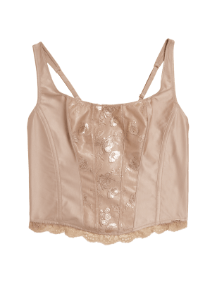 

Womens ROSIE Blossom Embroidery Corset - Golden Rose, Golden Rose