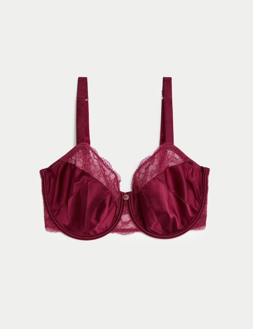Claret Silk & Lace Wired Full Cup Bra F-H image 2