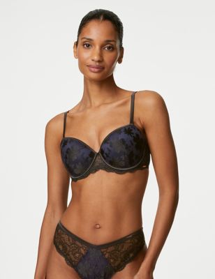 

Womens Rosie Cosmos Wired Push Up Balcony Bra A-E - Navy Mix, Navy Mix