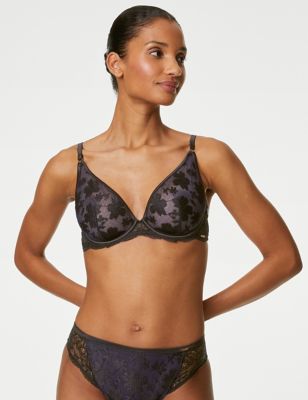 Cosmos Embroidery Wired Plunge Bra A-E
