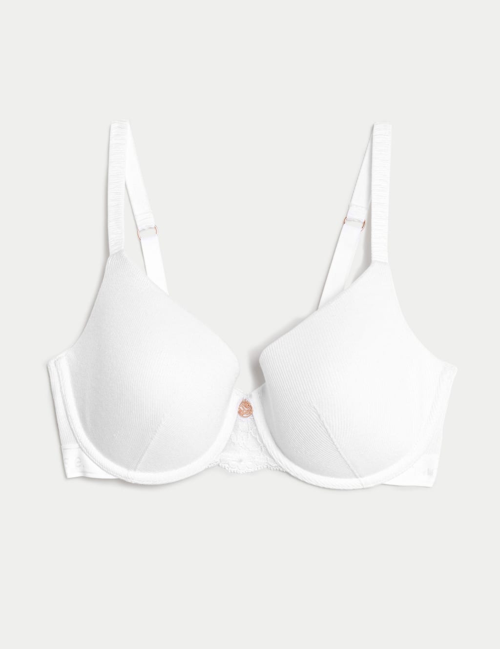 Ribbed Lace Lounge Wired Full Cup Bra A-E image 2