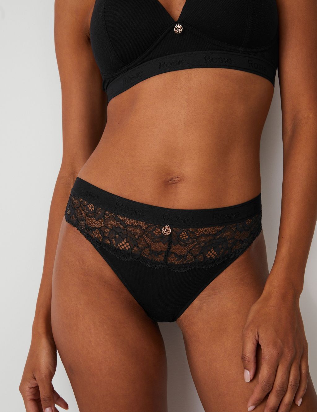 Ribbed Lounge Lace High Leg Knickers image 3