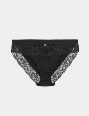 Ribbed Lounge Lace High Leg Knickers