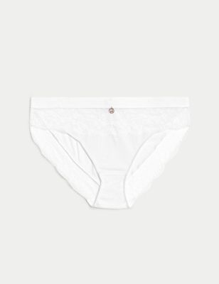 Ribbed Lounge Lace High Leg Knickers | Rosie | M&S