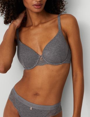 Rosie Women's Lounge Lace Wired Full Cup Bra A-E - 36B - Grey Marl, Grey Marl