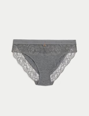 Ribbed Lounge Lace High Leg Knickers