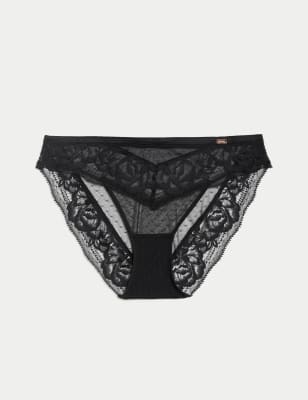 

Rosie Braguitas de corte alto con encaje y transparenciasWomens - Black, Black
