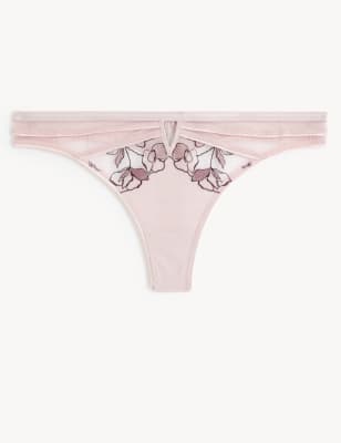 Iris Embroidery Thong
