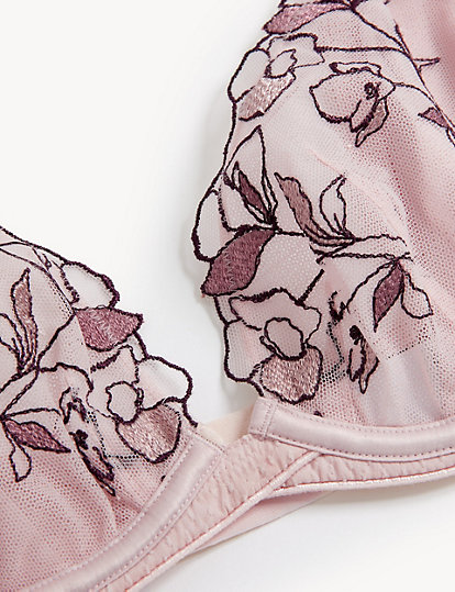 Iris Embroidery Wired Plunge Bra