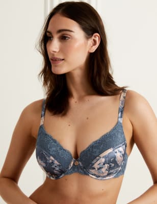 NEW! M&S Rosie Marks & Spencer light blue floral silk and lace