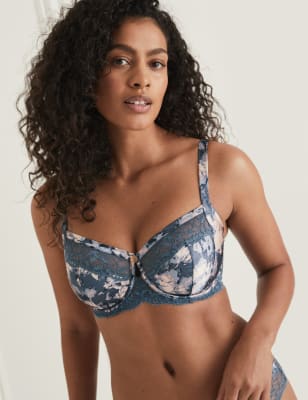 

Womens Rosie Lunaria Silk Wired Minimiser Bra C-G - Air Force Blue, Air Force Blue