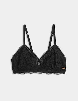 

Womens Rosie Silk & Lace Non Wired Bralette (A-E) - Black, Black