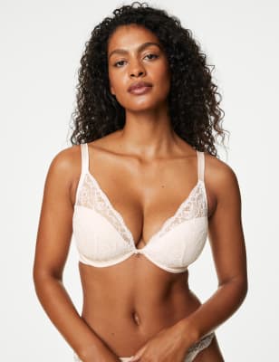 

Womens Rosie Silk Beau Wired Plunge Bra F-H - Pale Opaline, Pale Opaline