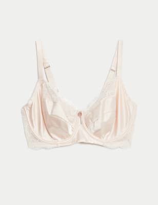 

Womens Rosie Silk & Lace Wired Balcony Bra F-H - Pale Opaline, Pale Opaline