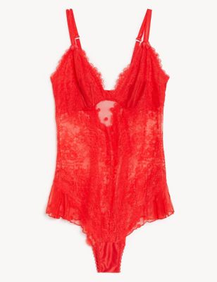 Red Lace Plus Size Bodysuit - Spencer's