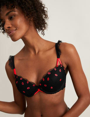 

Womens Boutique Kalina Embroidery Wired Push-Up Bra A-E - Black Mix, Black Mix