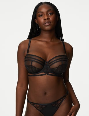 M&S AUTOGRAPH SWISS EMBROIDERY FISHNET DETAIL NON WIRED BRALETTE