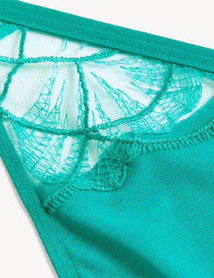 

Womens Boutique Maya Embroidery Thong - Emerald, Emerald