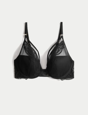 Victoria's Secret Very Sexy Unlined Plunge Bra Black Satin Mesh