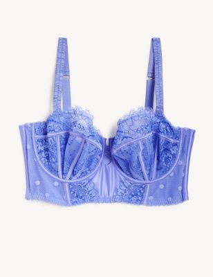 Boutique Womens Linea Lace Wired Balcony Bra F-H - 28G - Blue Mix, Blue Mix