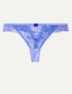 Boutique Womens Linea Lace Thong - 16 - Blue Mix, Blue Mix