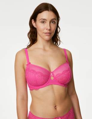 

Womens Boutique Nova Lace Wired Minimiser Bra C-G - Rose Pink, Rose Pink