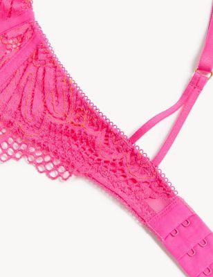 Floral lace push-up bra - dark pink - Undiz