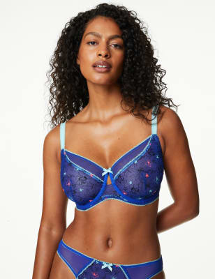 Embroidered Minimiser Twin Pack Bra In blue