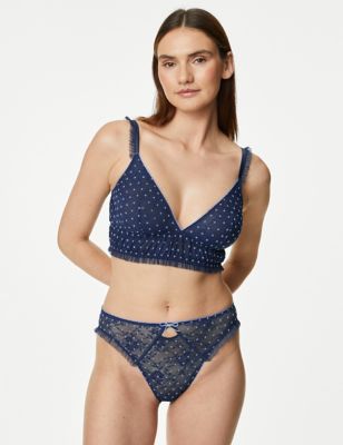 Marks and Spencer - Heart-embroidered bralette. Matching thong. What's not  to love? Bralette –  Knickers 