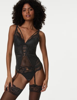 Eyelash Lace Suspender Basque