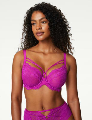 YOURS Plus Size Purple Lace Trim Non-Padded Underwired Bra