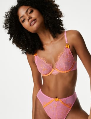 M&S Floral Lace Plunge Bra Non-Wired Unpadded – Worsley_wear